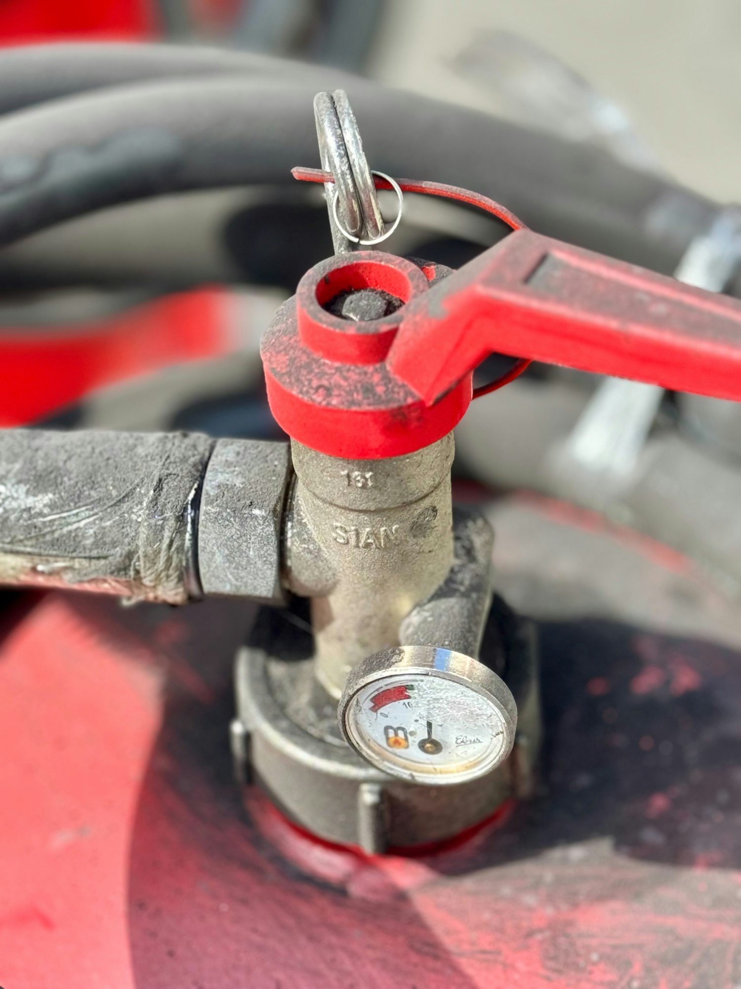 Brass valve on a pipe